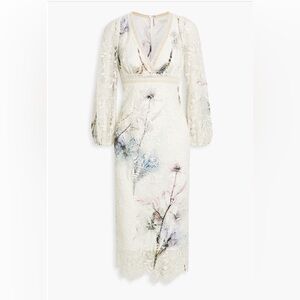 ML MONIQUE LHUILLIER
Printed guipure lace midi dress ,Size 2